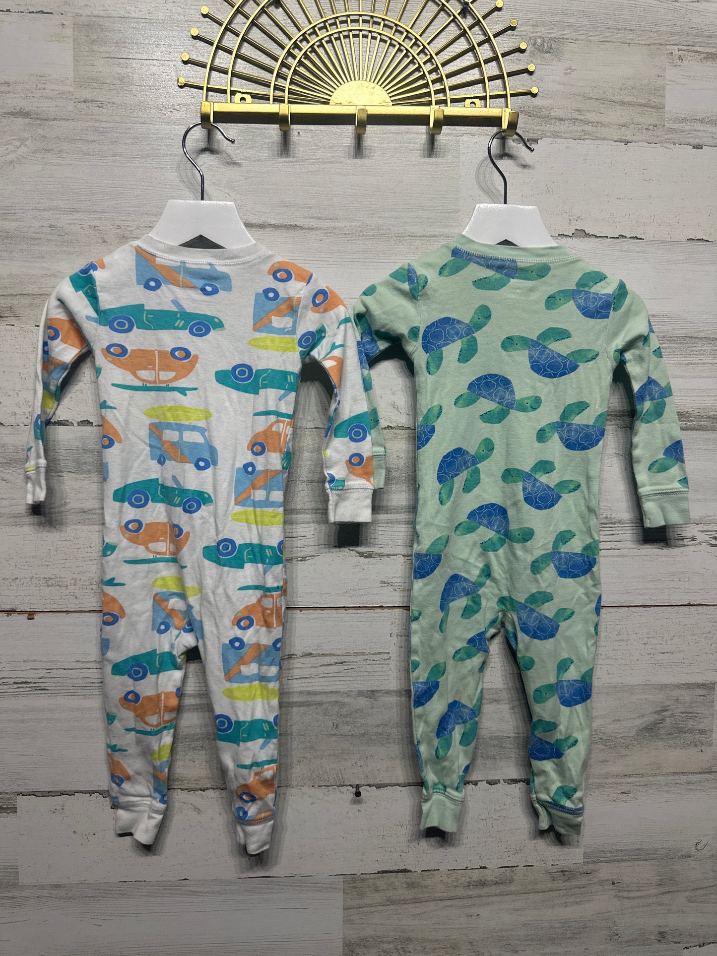 Carter's Cotton Zip Up Pajama Lot - 2 Pieces - Boys Size 18m - Good Used Condition