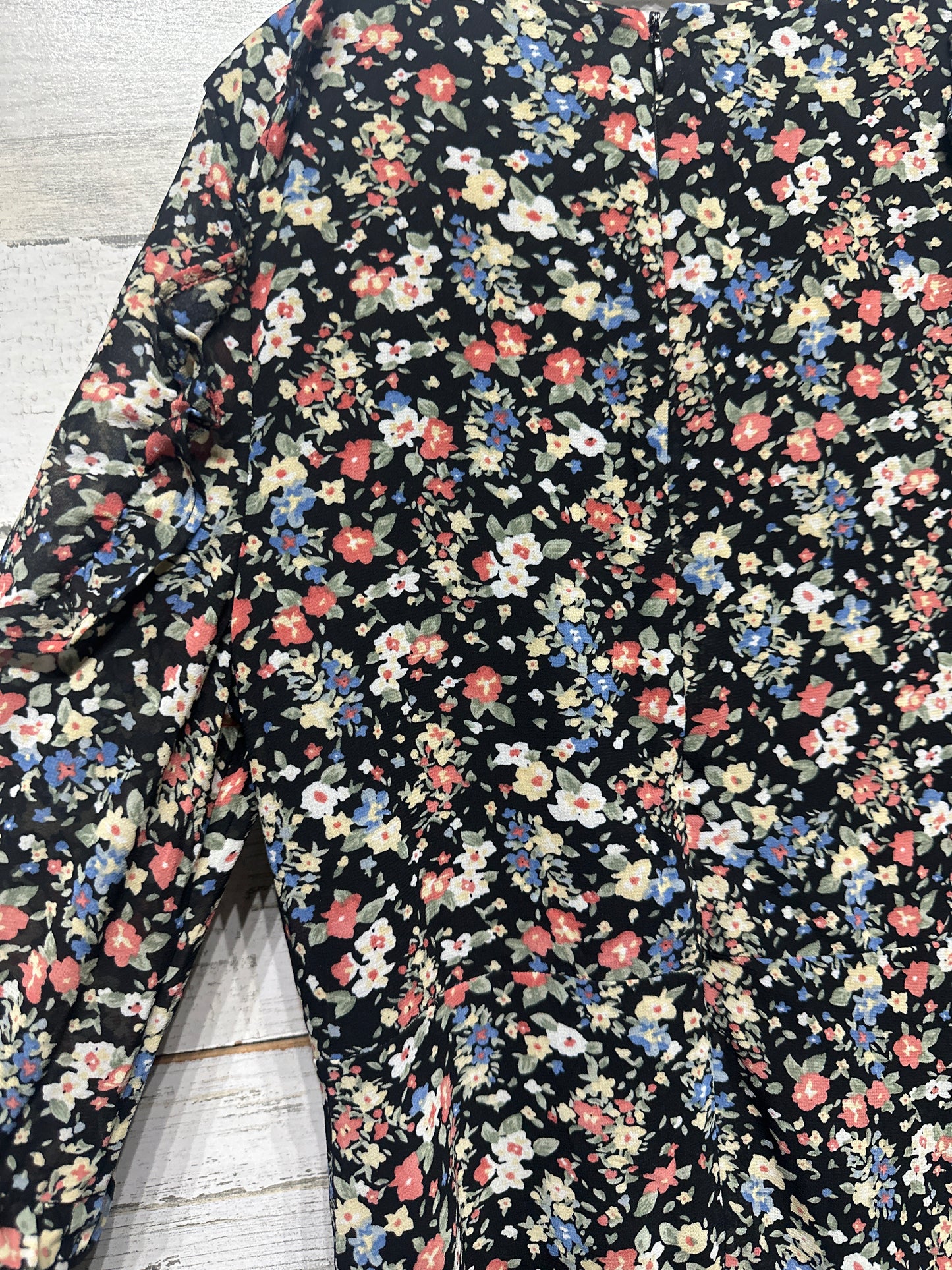 Size 12 Large Kid Pik Long Sleeve Floral Dress - Very Good Used Condition