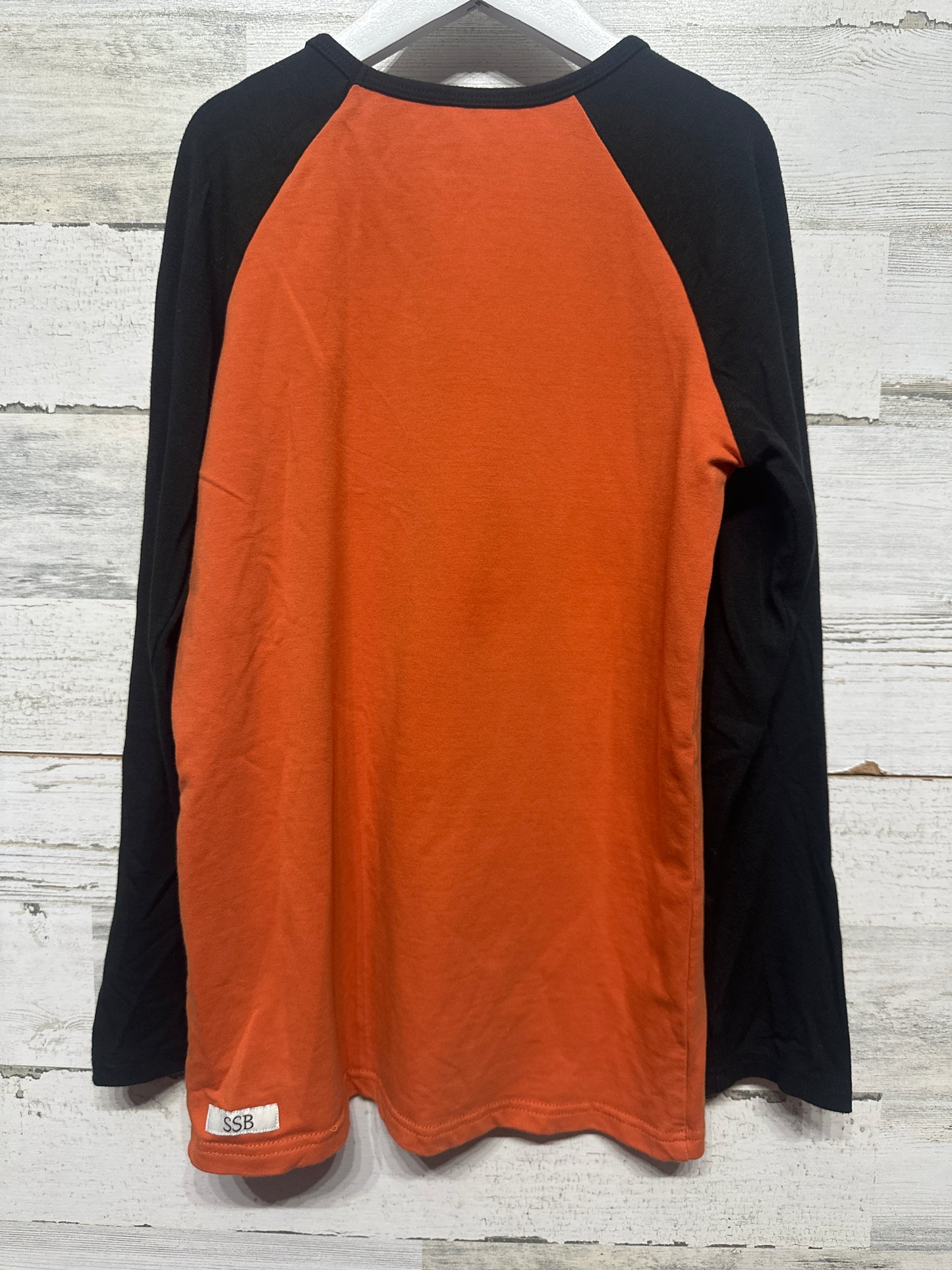 Size 10 Sew Sassy Pumpkin Soccer Applique Shirt - Very Good Used Condition