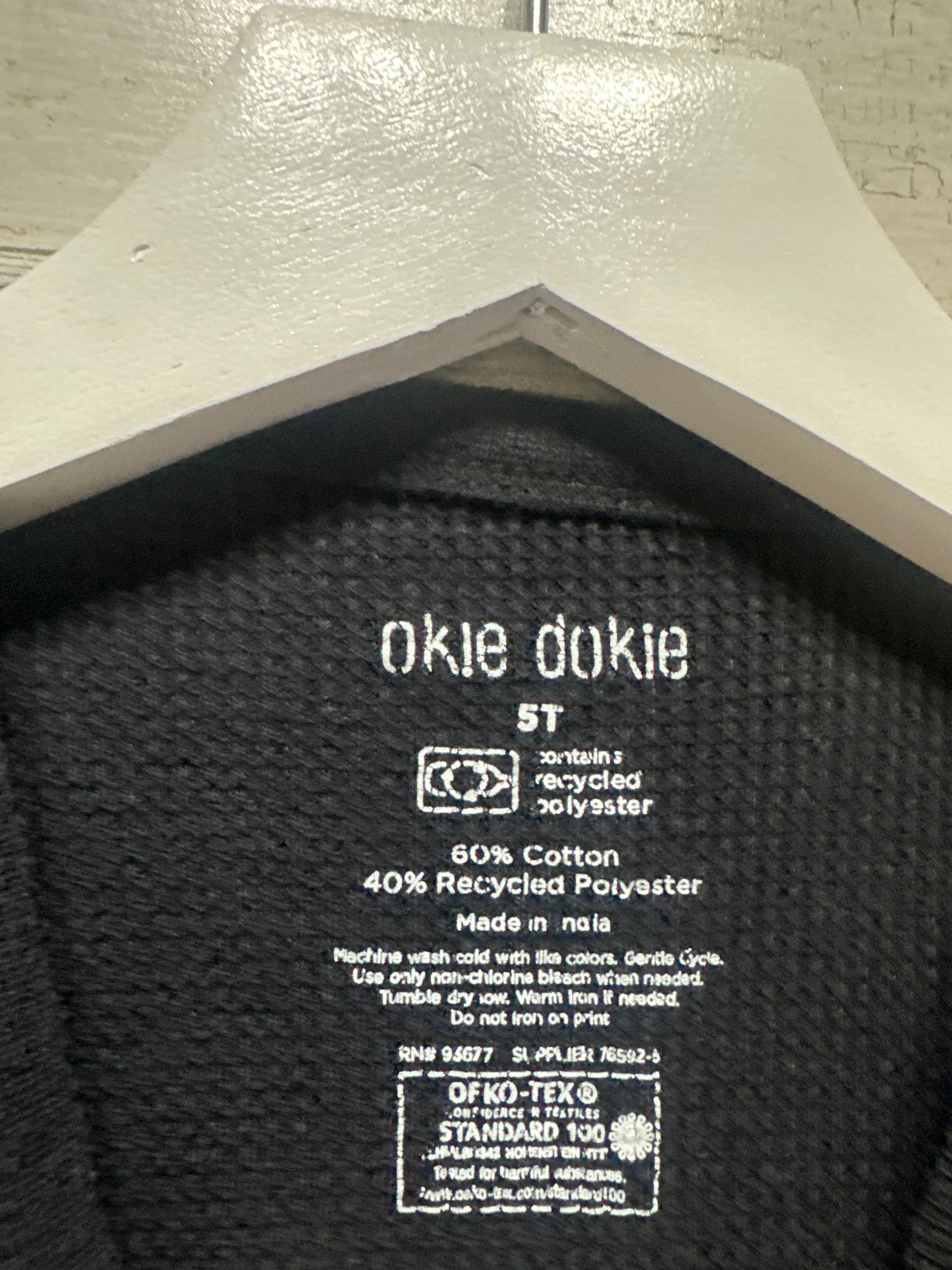 Boys Size 5t Okie Dokie Black Thermal Shirt - Very Good Used Condition