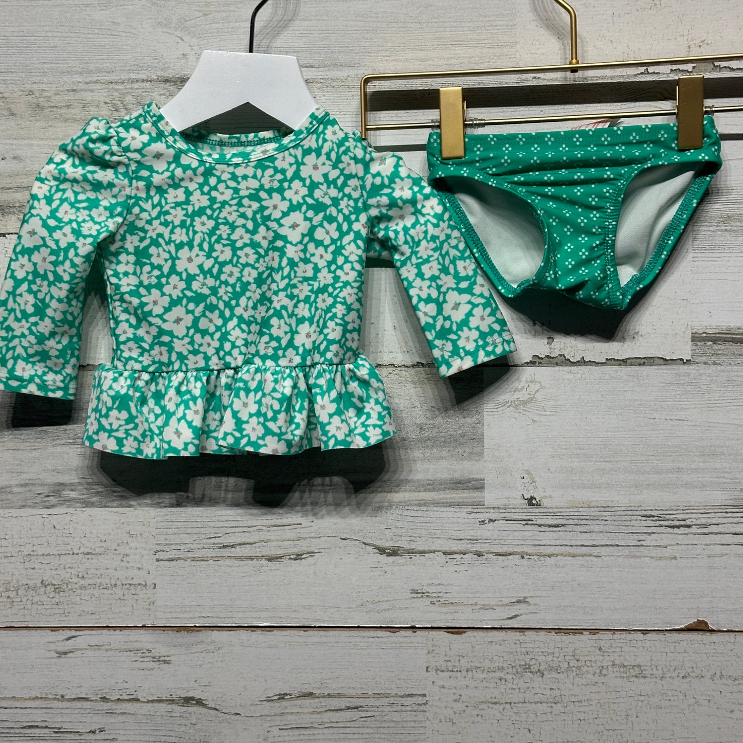 Girls Size 3-6m Cat and Jack Two Piece Swimsuit - Good Used Condition