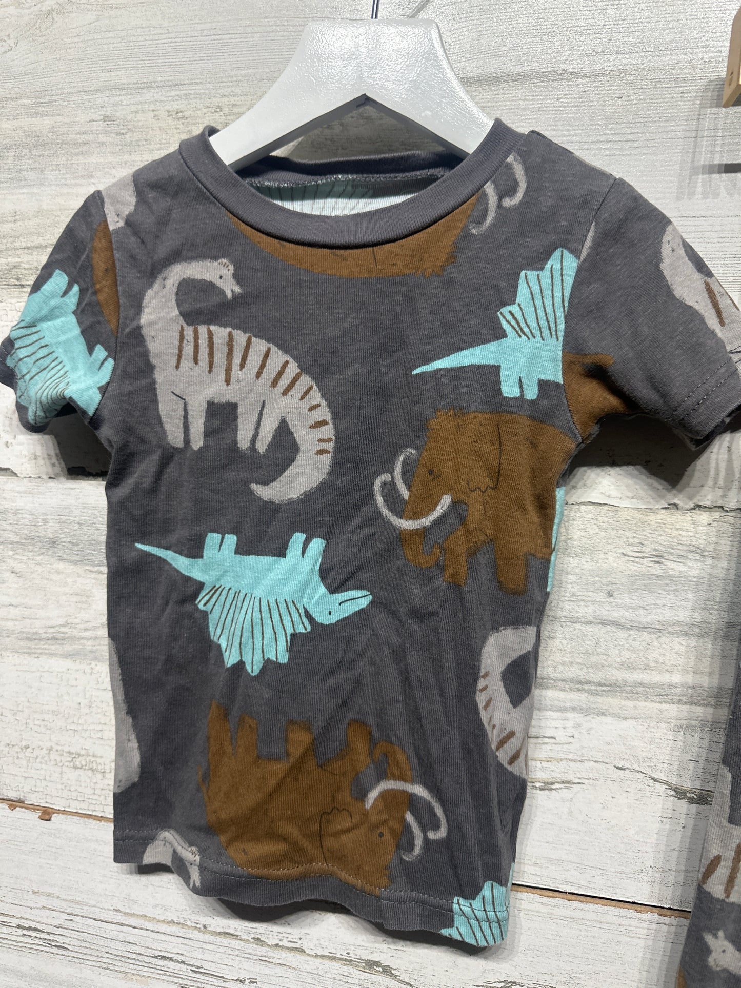 Boys Size 4t Carters Cotton Prehistoric Pajama Set - Good Used Condition