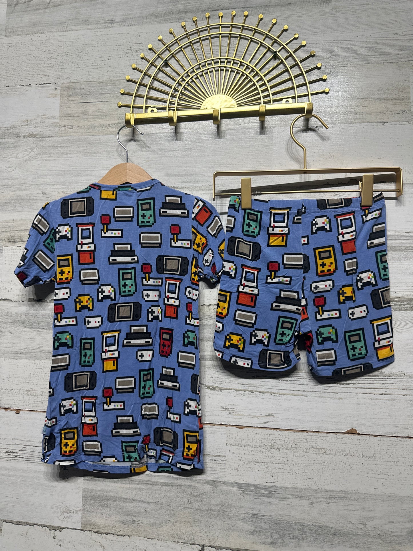 Boys Size 7 Posh Peanut Bamboo Video Game Shorts Pajama Set - Very Good Used Condition