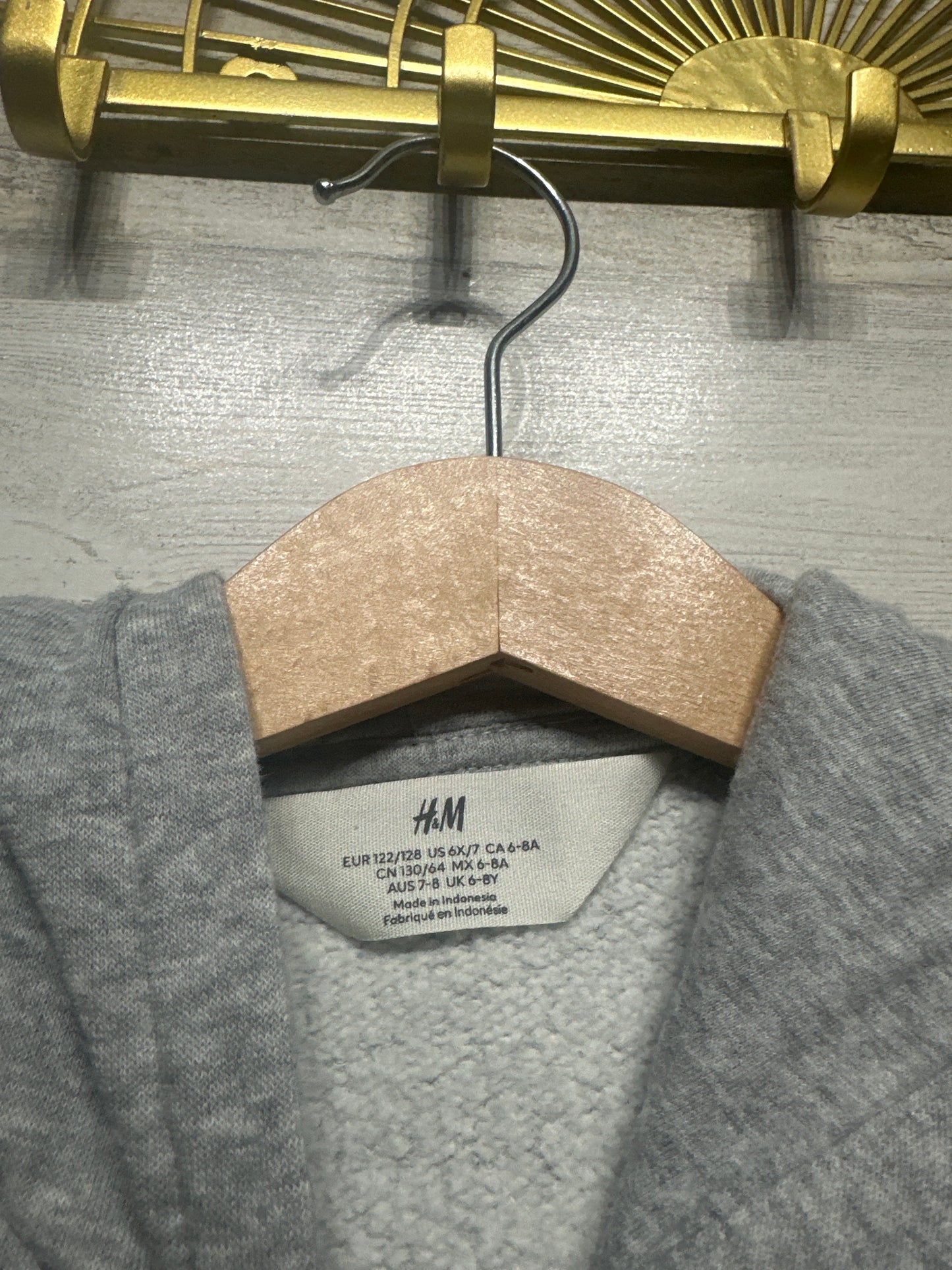 Size 6x/7 H&M Grey Jacket with "F" Embroidered - Very Good Used Condition