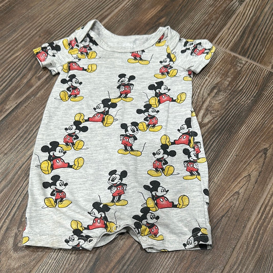 Boys Size 12m Disney Baby Mickey Romper - Very Good Used Condition