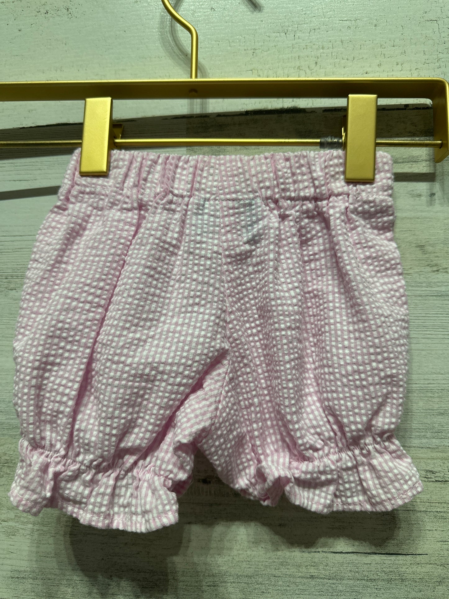 Girls Size 3m Funtasia Too Pink Gingham Seersucker Ruffle Shorts - Very Good Used Condition