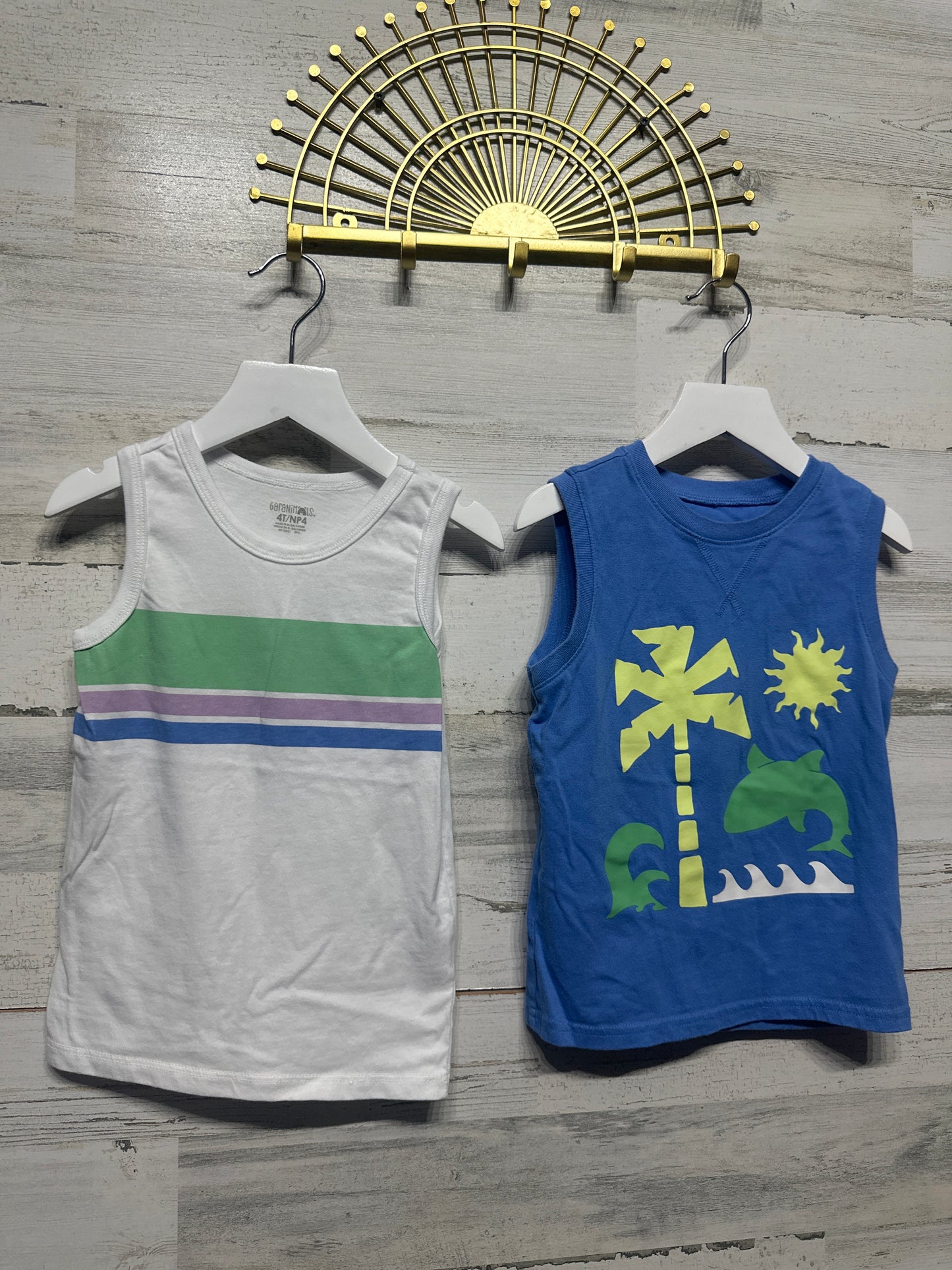 Size 4t Garanimals Sleeveless Shirt Lot (4 Pieces) - Good Used Condition