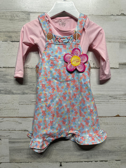 Size 9-12m Mon Sucre Baby Floral Romper with Long Sleeve Bodysuit - New With Tags