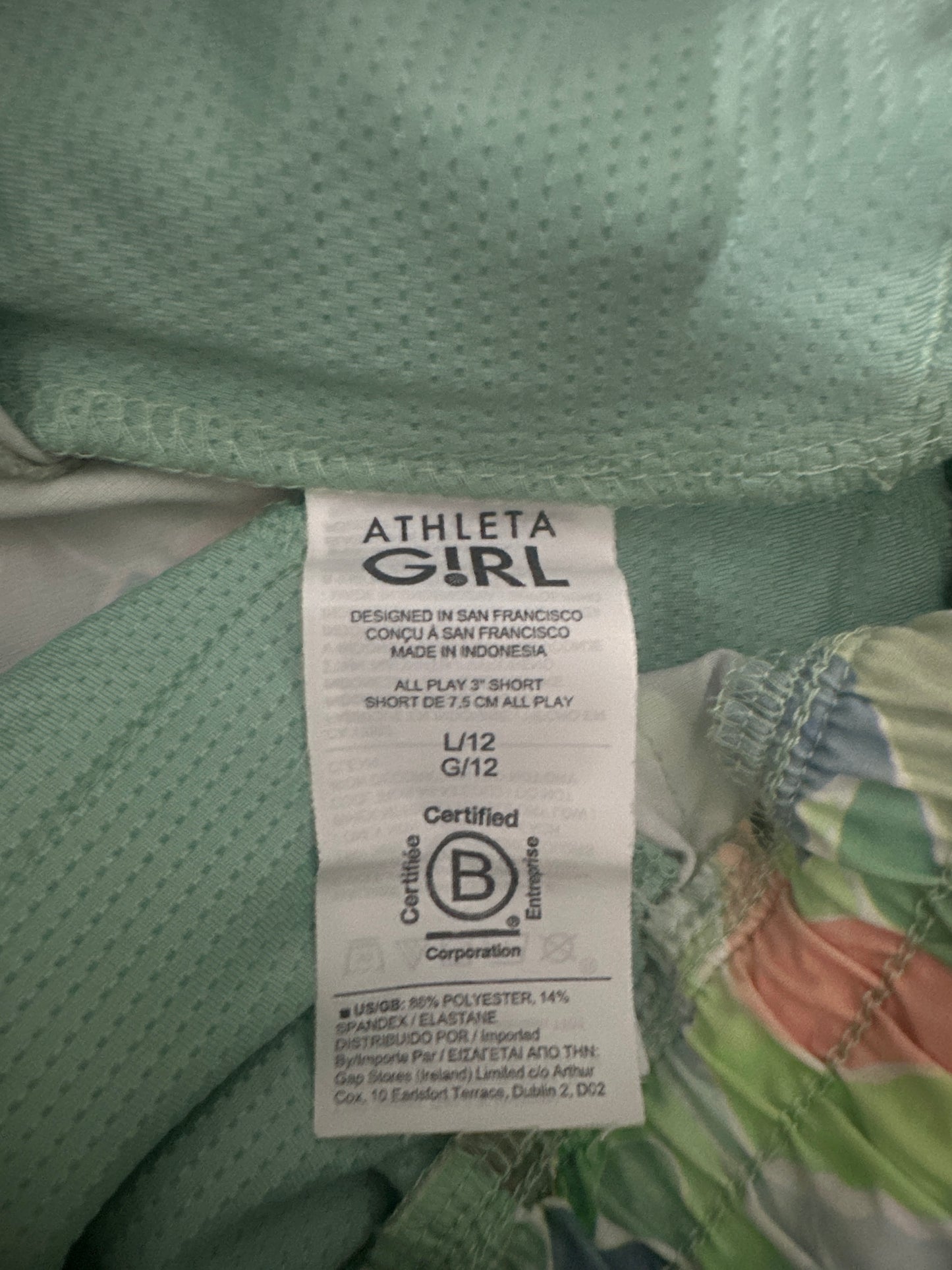 Girls Size 12 Large Athleta Girl Athletic Shorts - Very Good Used Condition