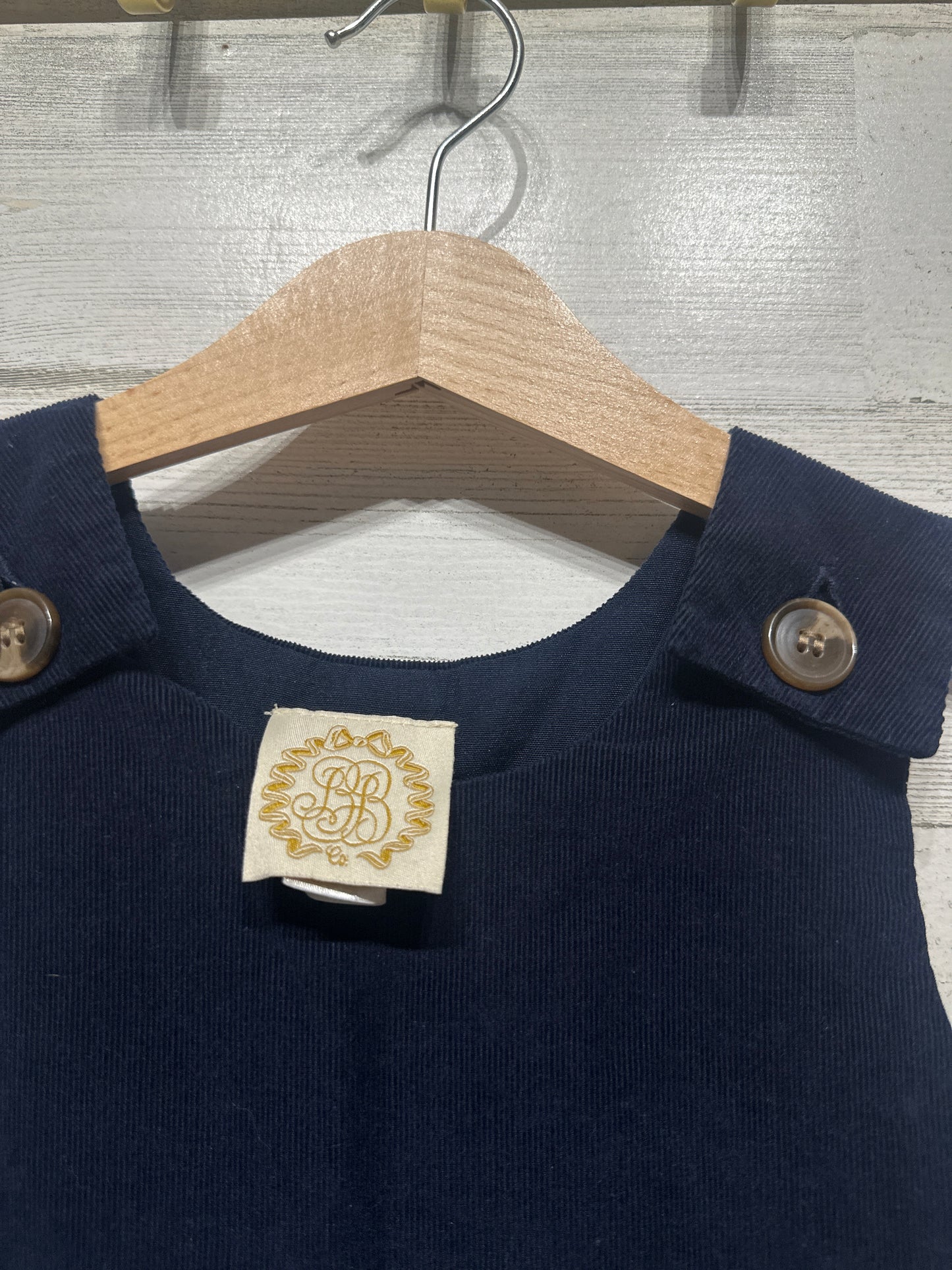 Girls Size 4t TBBC Navy Cord Embroidered “P” Jumper Dress - Very Good Used Condition