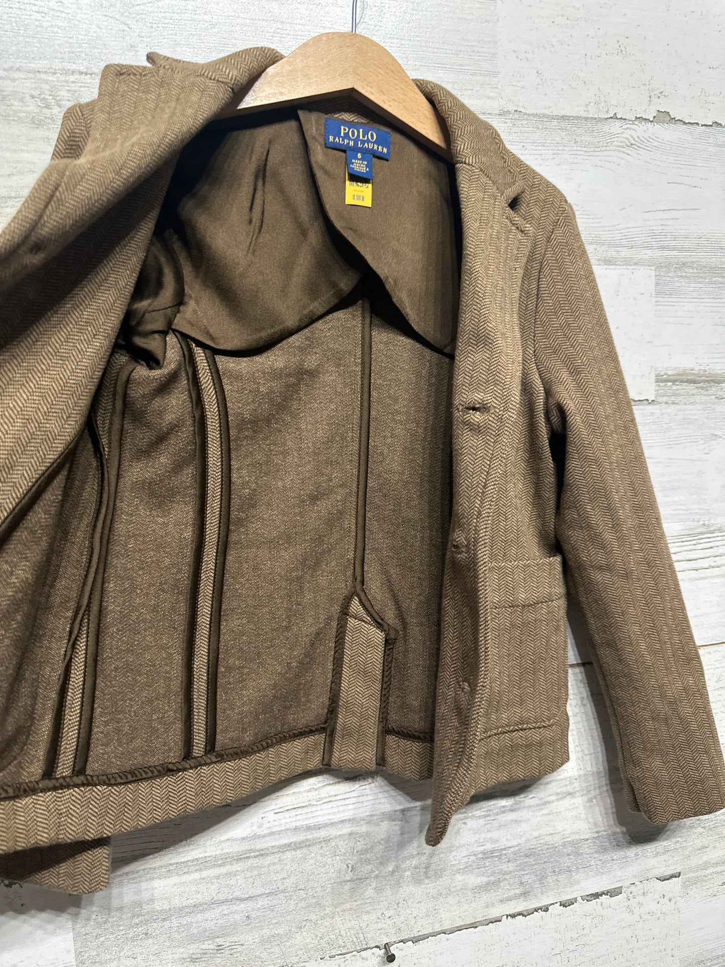 Girls Size 6 Polo Ralph Lauren Herringbone Cotton-Blend Blazer - Very Good Used Condition