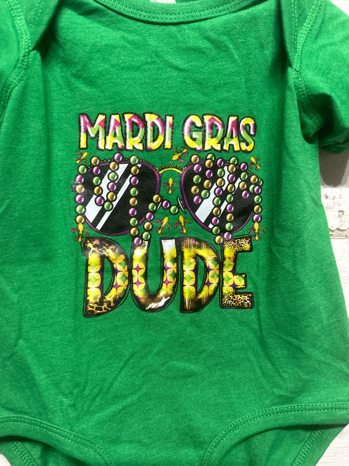 Boys Size 18m Mardi Gras Dude Bodysuit  - Very Good Used Condition