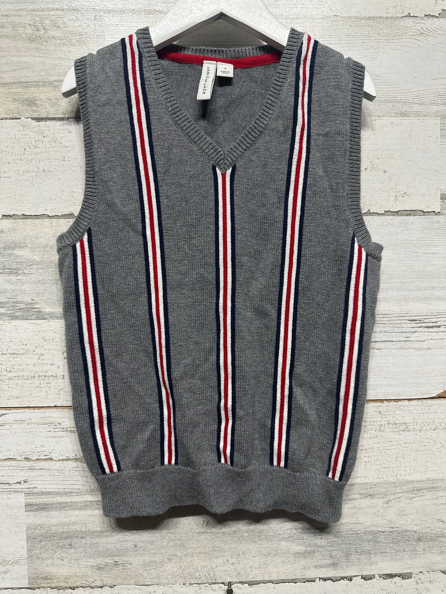 Boys Size 7 Janie and Jack Striped Sweater Vest - Very Good Used Condition