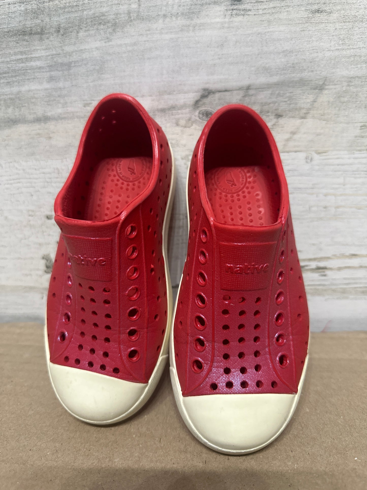 Size 10 Toddler Native Red Iridescent Slip On Shoes - Good Used Condition