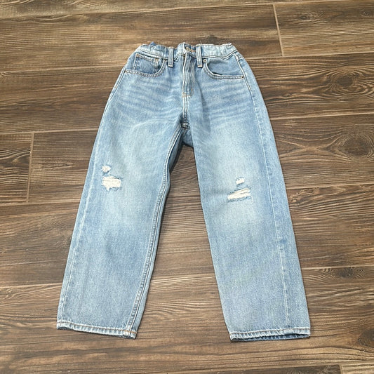Girls Size 10 Old Navy High Rise Slouchy Straight Adjustable Waist Distressed Jeans - Good Used Condition