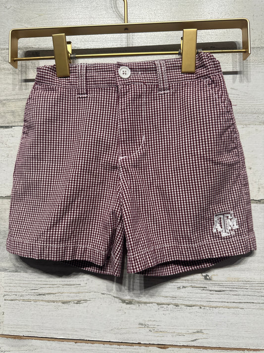 Size 2/2t JV Clothiers Texas ATM Aggies Maroon Gingham Shorts - Very Good Used Condition