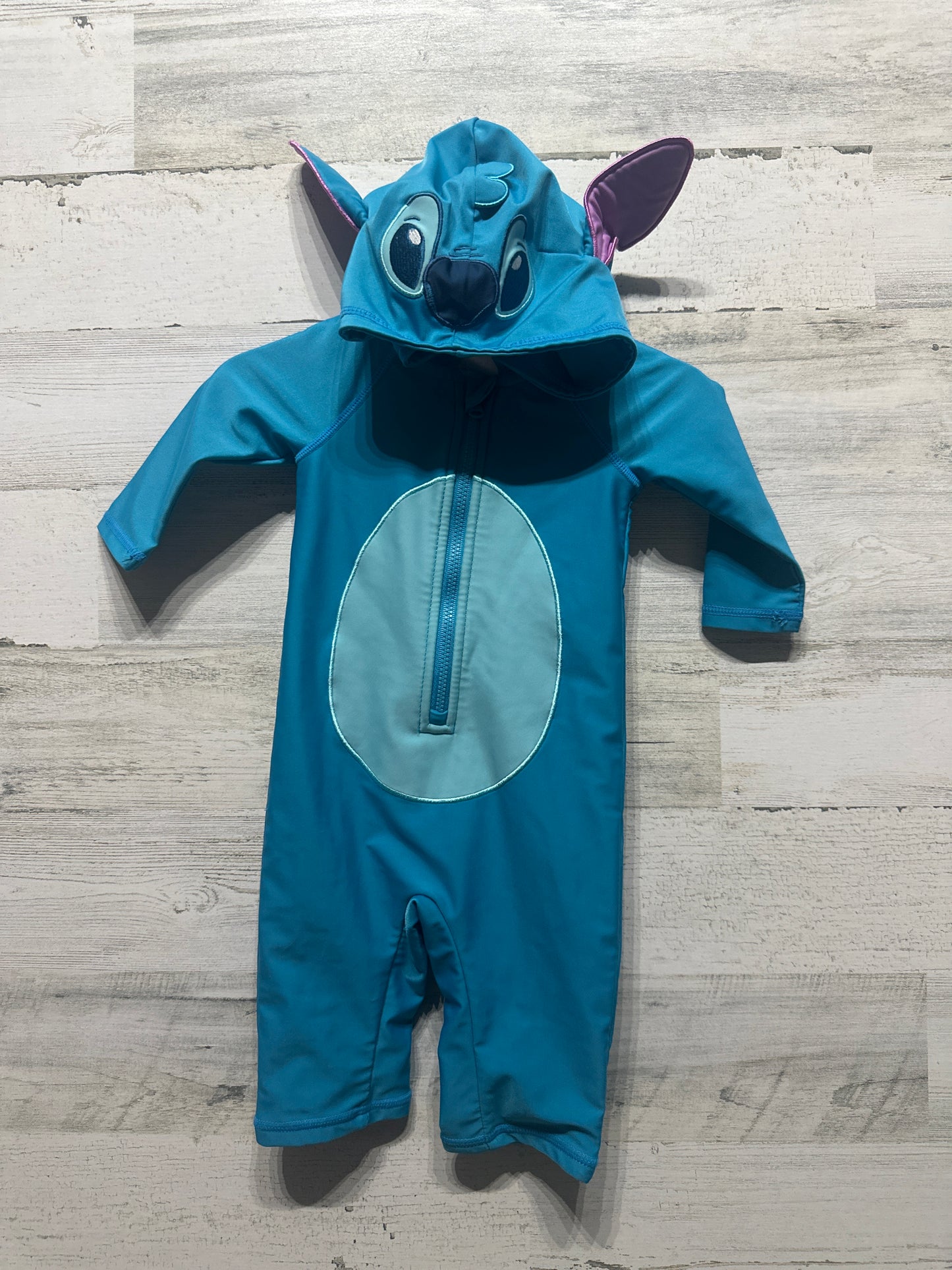 Size 3-6m Disney Stitch Hooded Rashguard Swimsuit - Very Good Used Condition