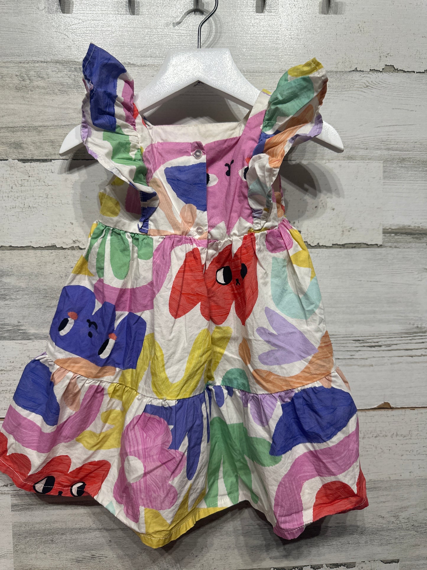 Girls Preowned Size 9m H&M Liunic Bright Abstract Dress - Good Used Condition