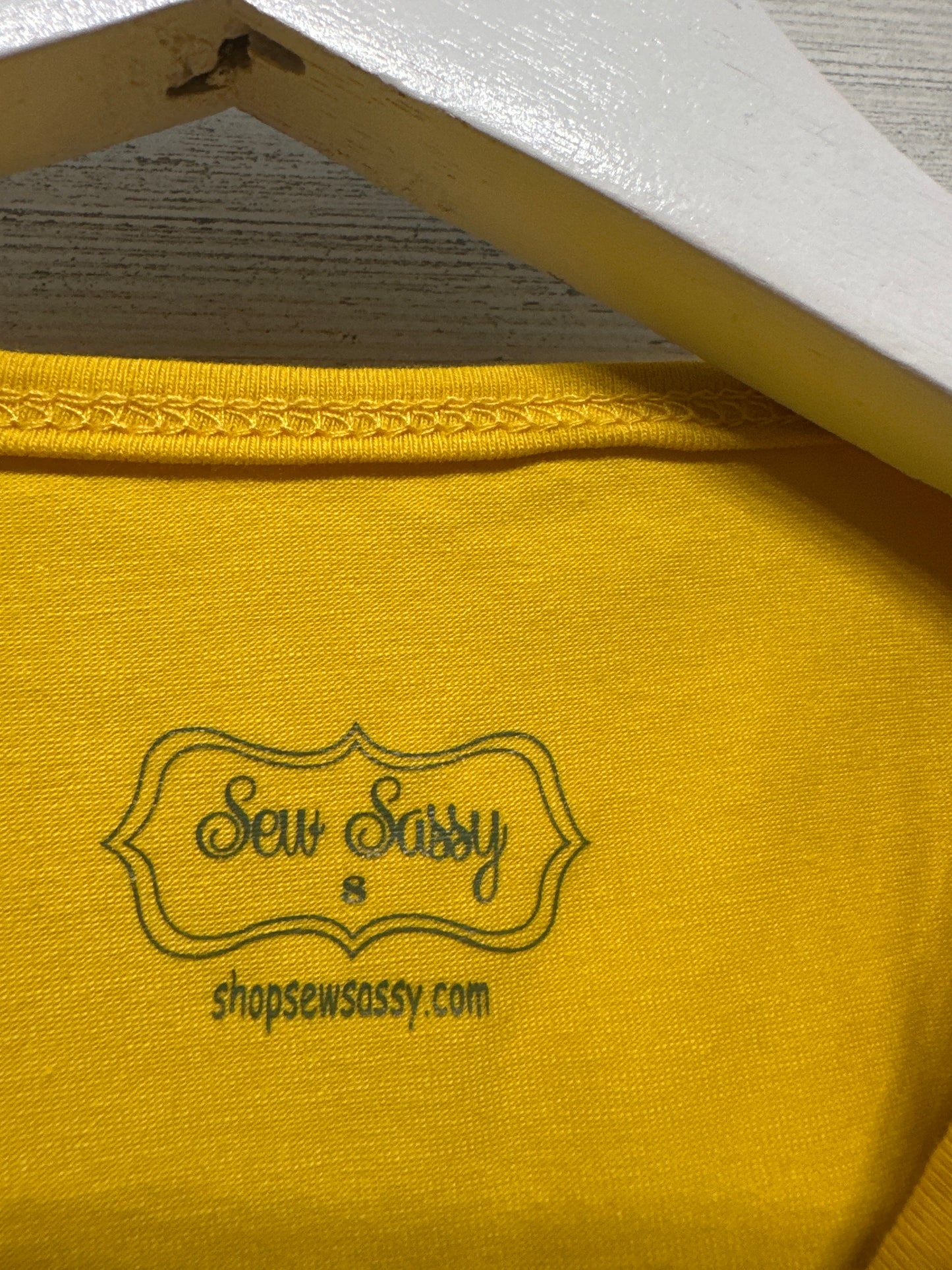 Size 8 Sew Sassy Gold Ruffle Shirt - Very Good Used Condition