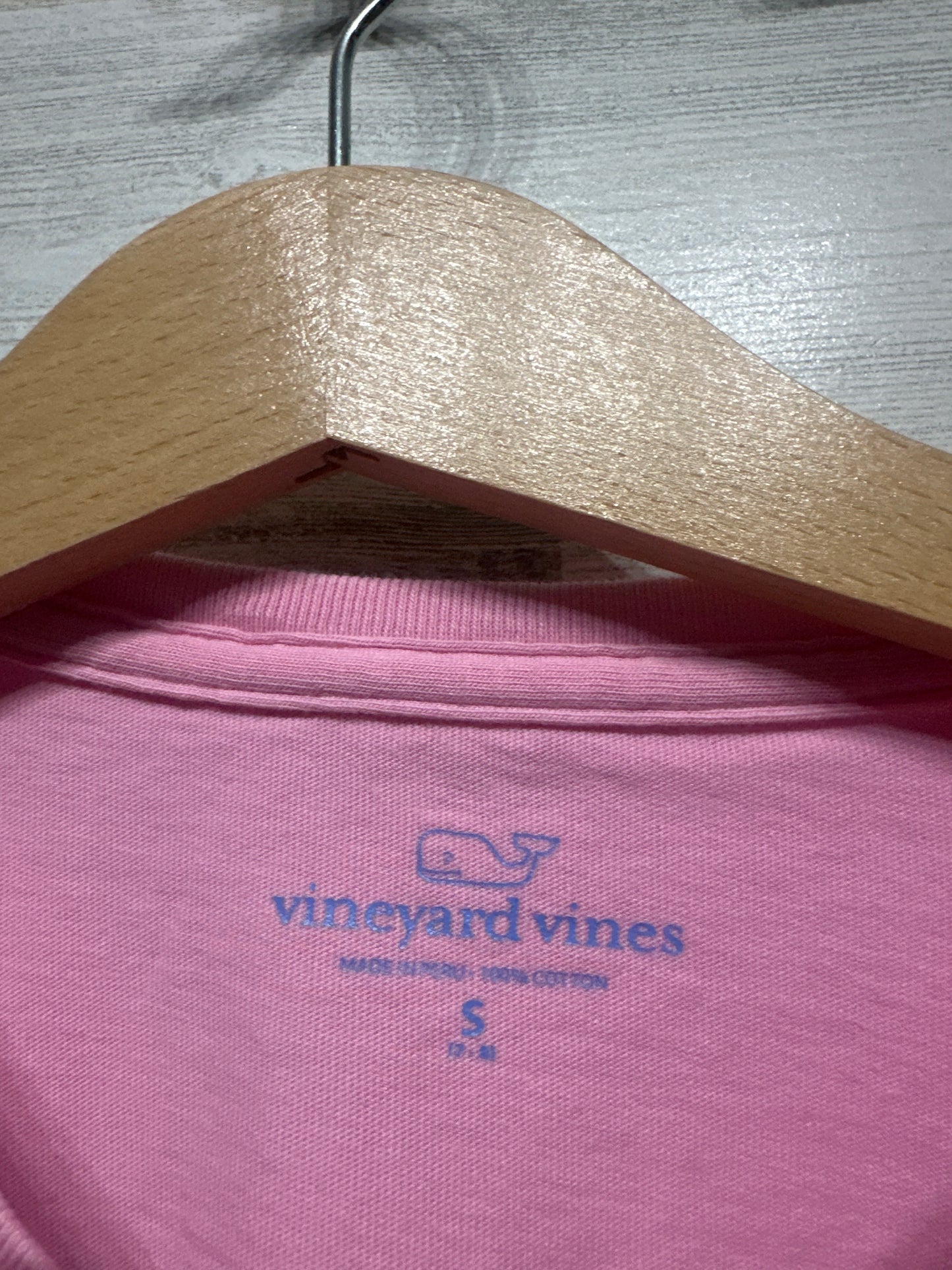 Size Small (7-8) Vineyard Vines Pink Long Sleeve Pocket T-Shirt - Very Good Used Condition