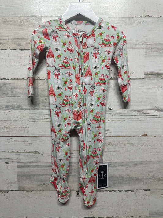 Size 6-9m Lev Baby Bamboo Holiday Zipper Footie - New With Tags