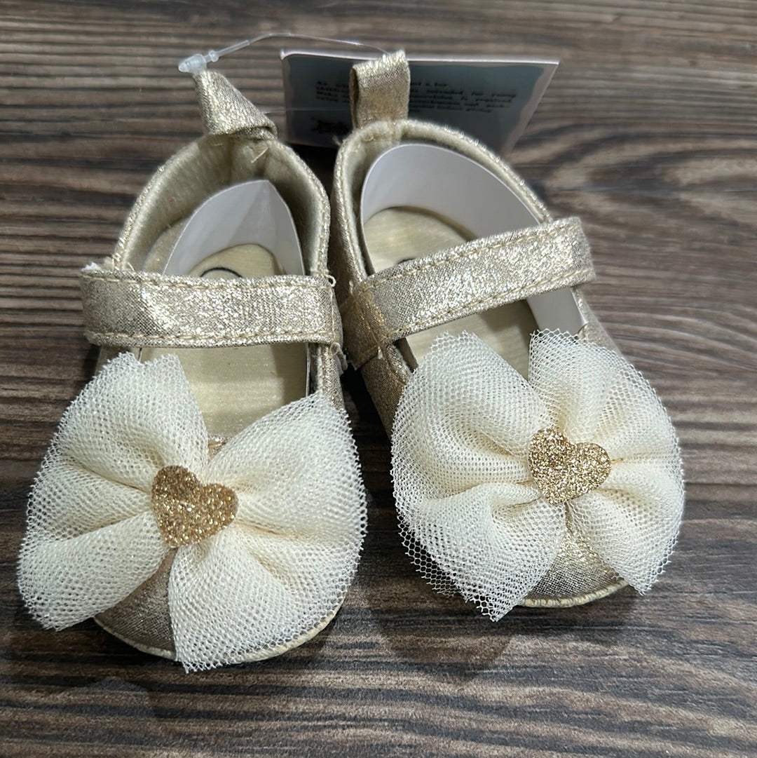 Girls Size 0-6m (Infant) Gold Bow Flats - New With Tags