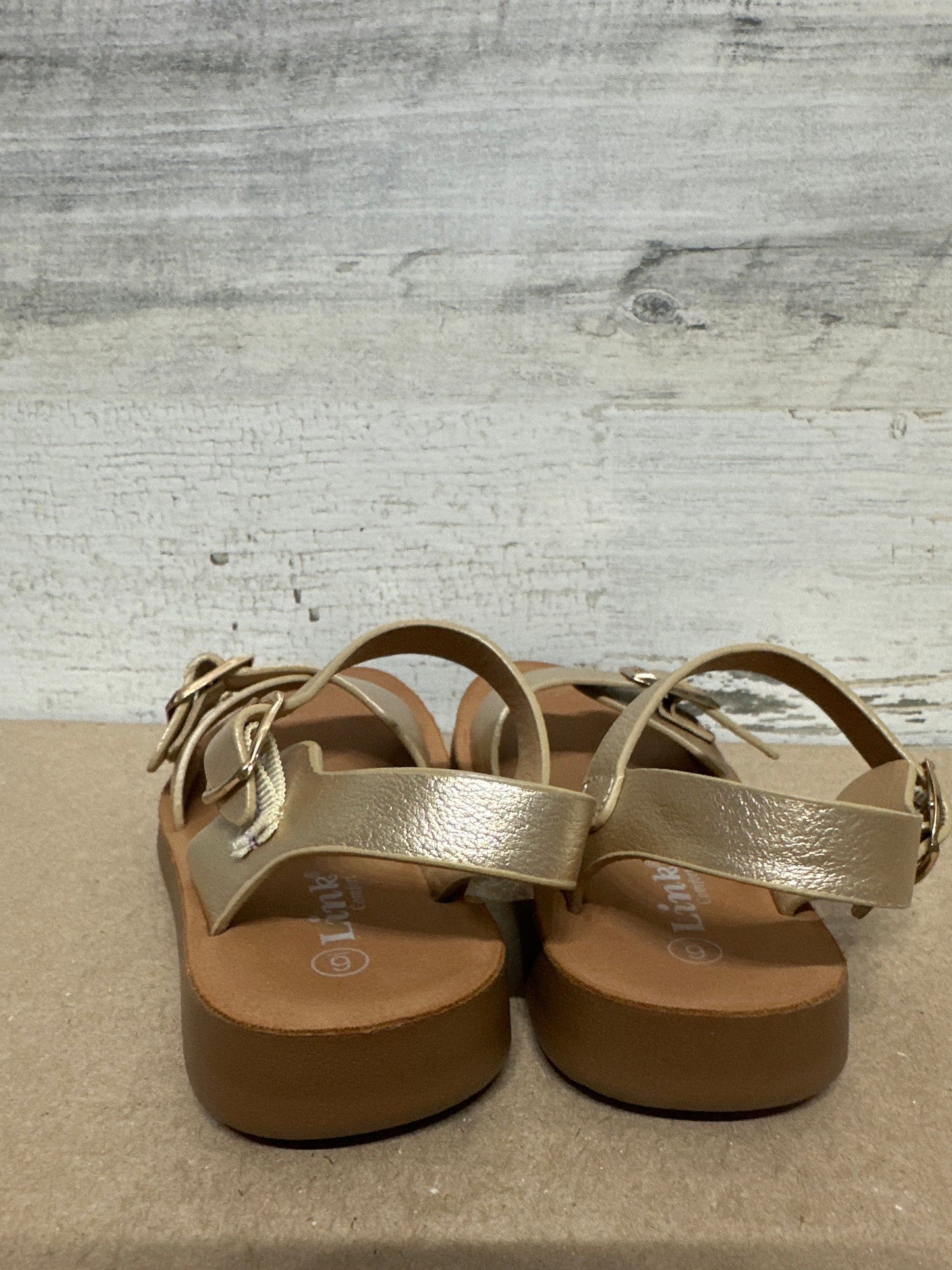 Girls Size 6 Toddler Link Gold Sandals - New Without Box