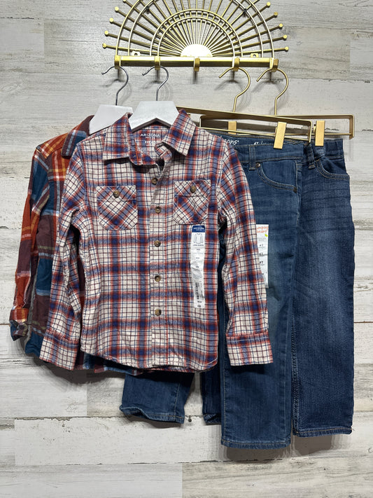 Size 4t/4 Flannel Shirt/Jeans Clothing Lot (4 Pieces) - Very Good Used Condition/NWT