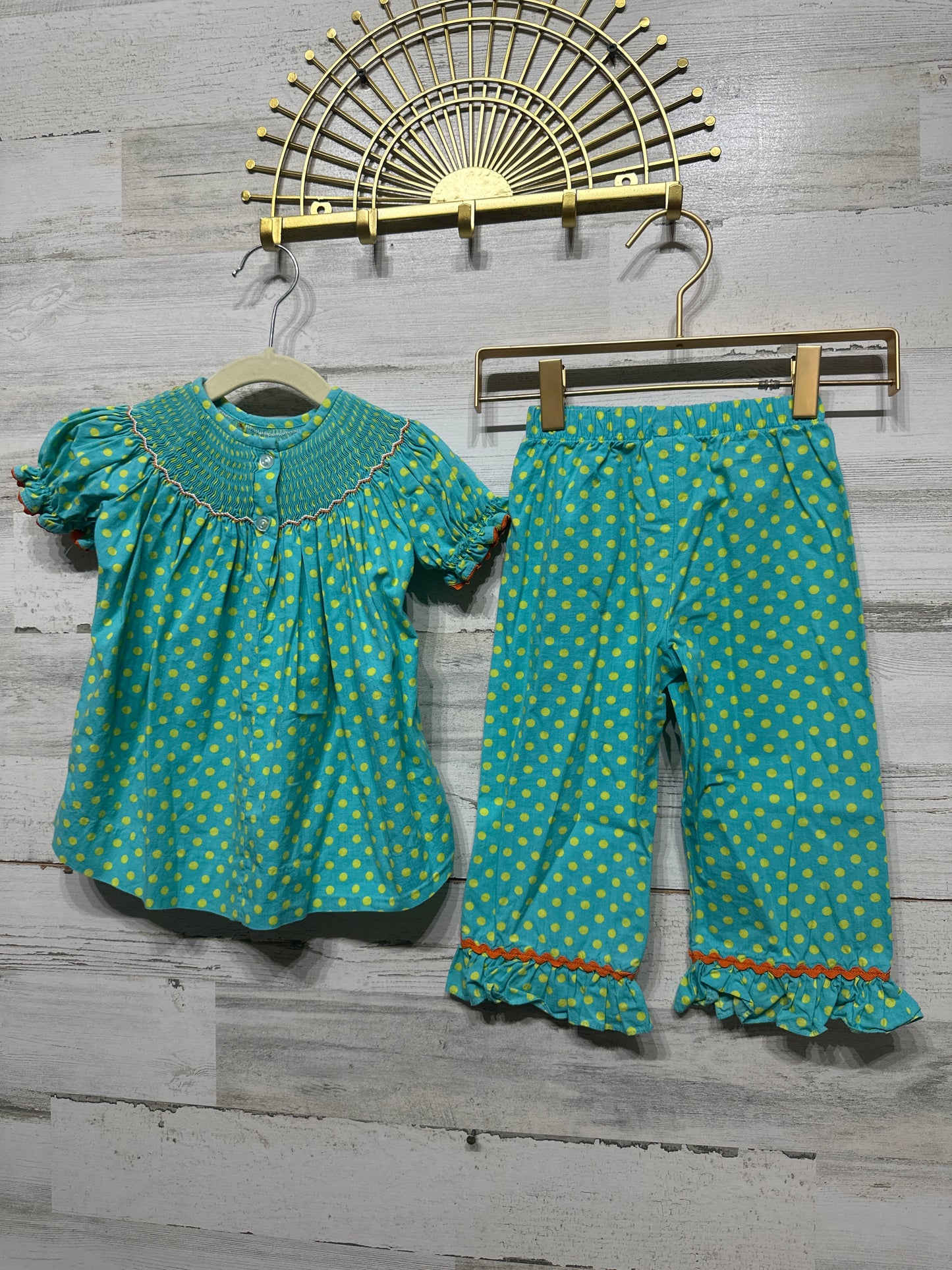 Girls Size 12m Smocked Auctions Pumpkin Outfit Set - Very Good Used Condition