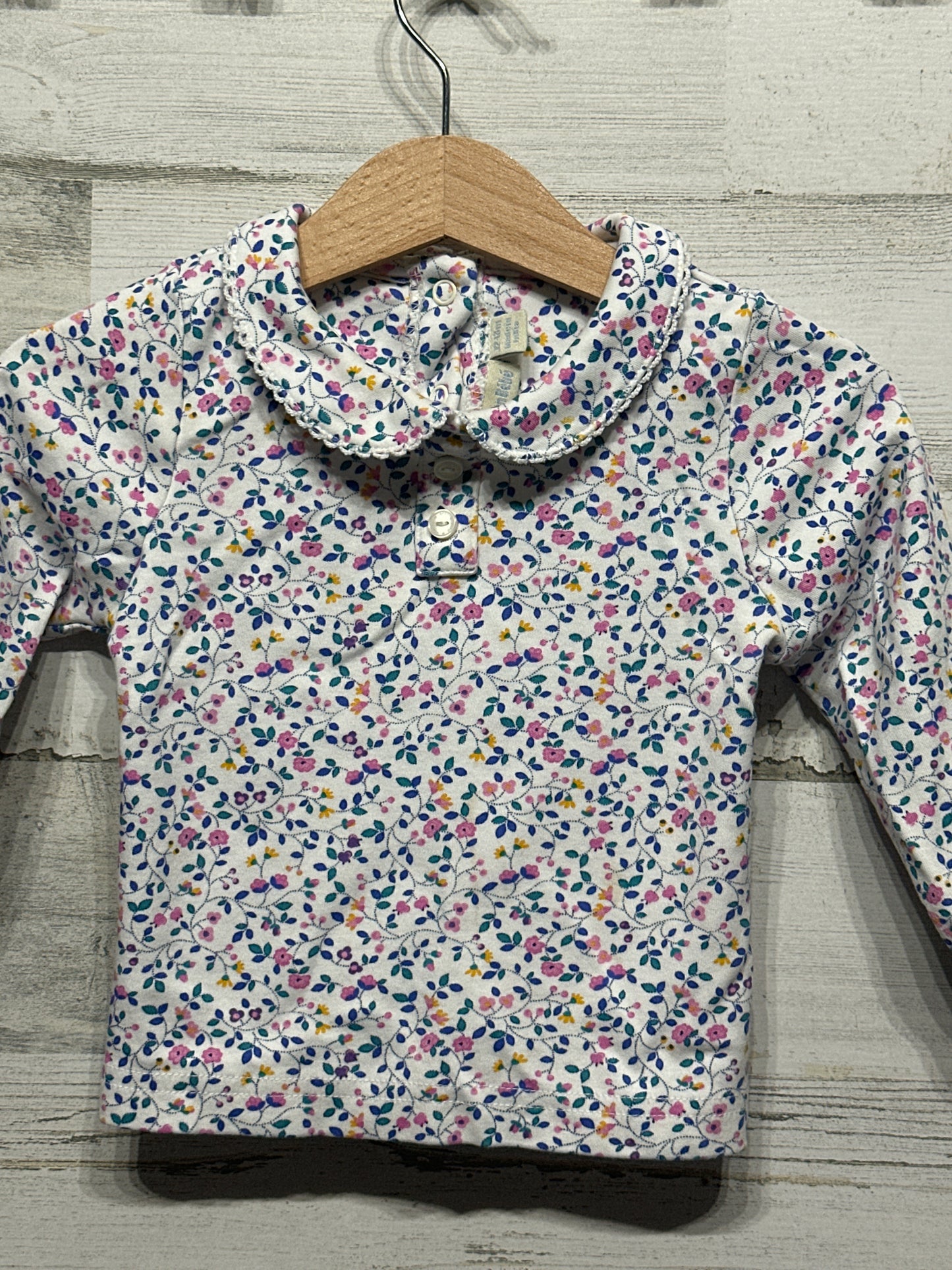 Preowned Girls Size 12-18m Jojo Maman Bebe Floral Collared Shirt - Good Used Condition