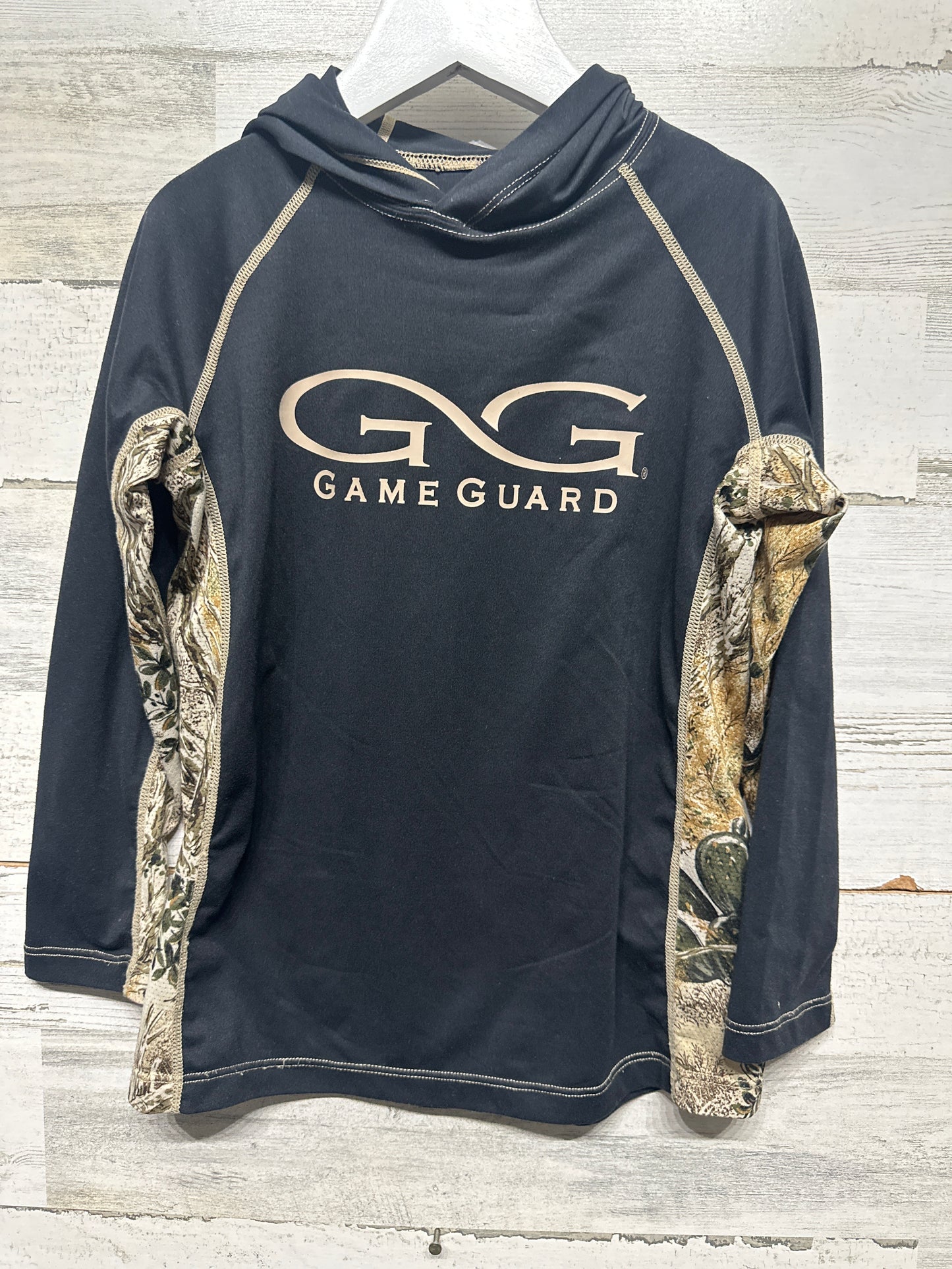 Boys Size Youth Small Game Guard Performance Black and Camo Hoodie - Very Good Used Condition