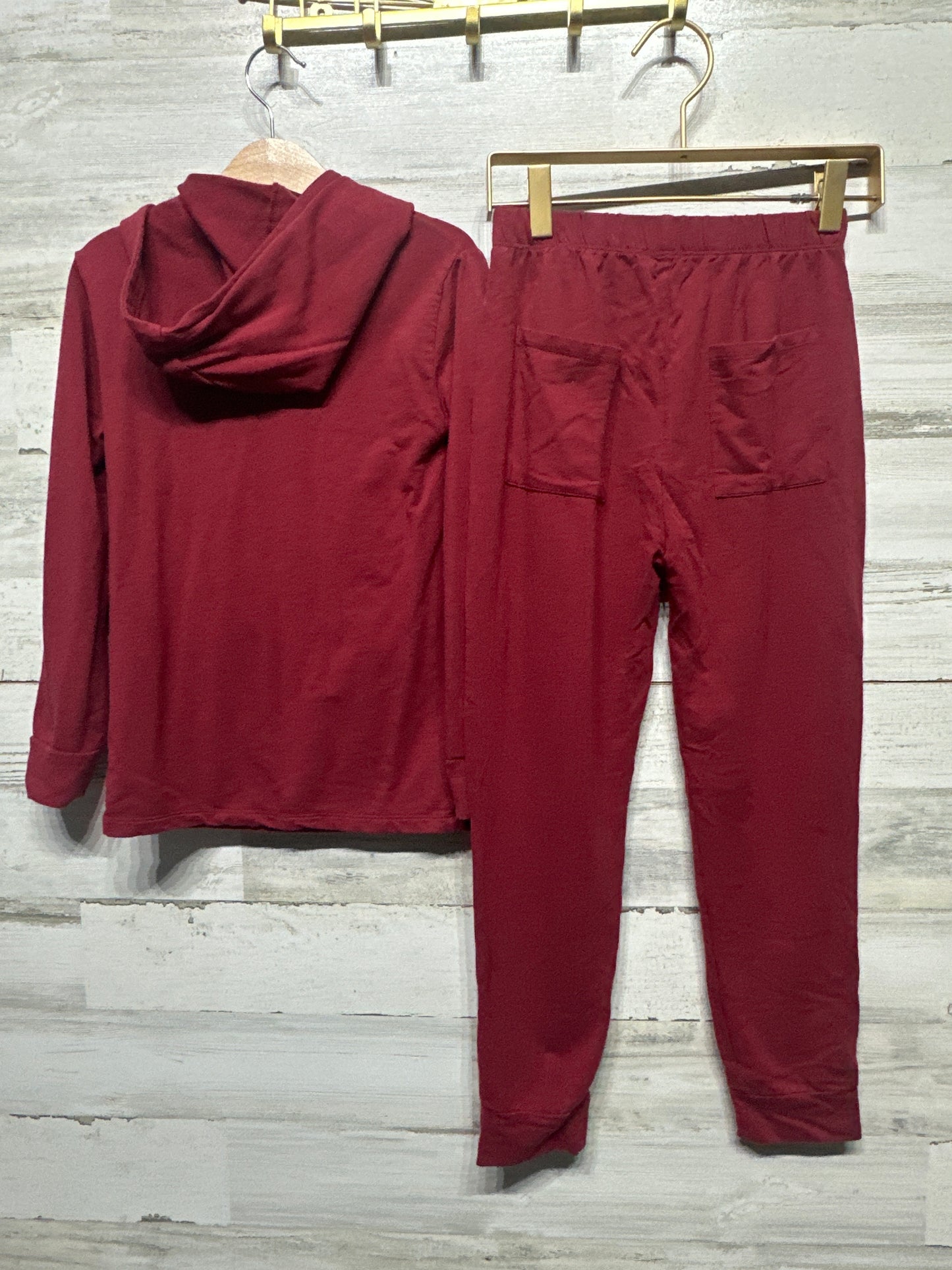 Boys Size 8 Sweet Bamboo Dark Red Hoodie and Pants Set - Very Good Used Condition