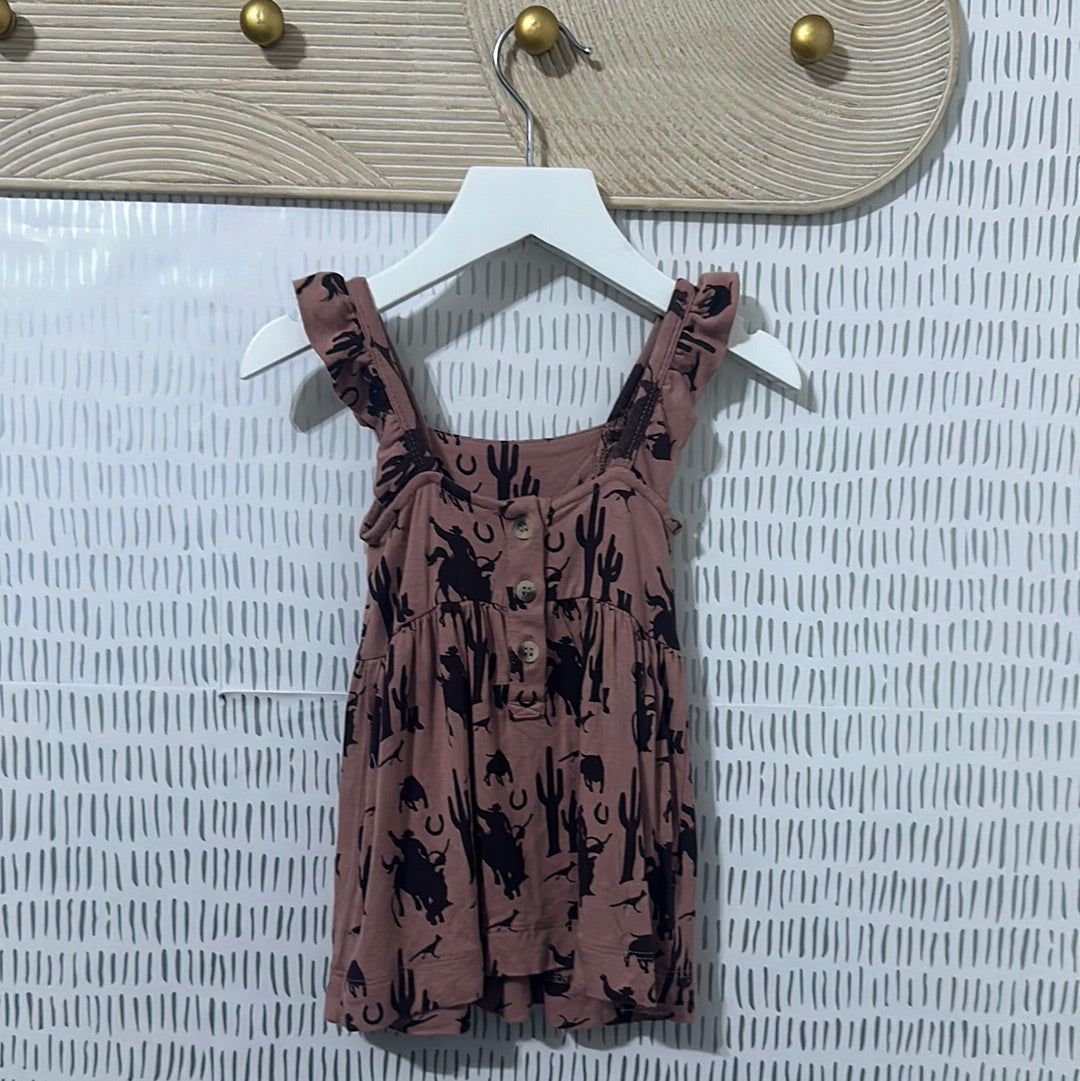 Girls Preowned Size 3-6m Kate Quinn bamboo cowboy dress - Very Good Used Condition