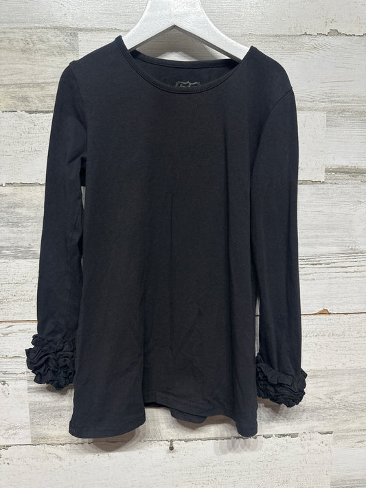 Size 8 Sew Sassy Black Long Sleeve Ruffle Shirt - Very Good Used Condition