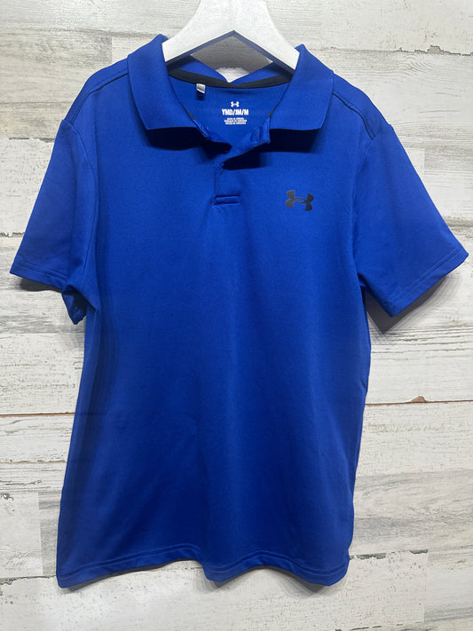 Size Youth Medium Under Armour Blue Polo Shirt - Very Good Used Condition