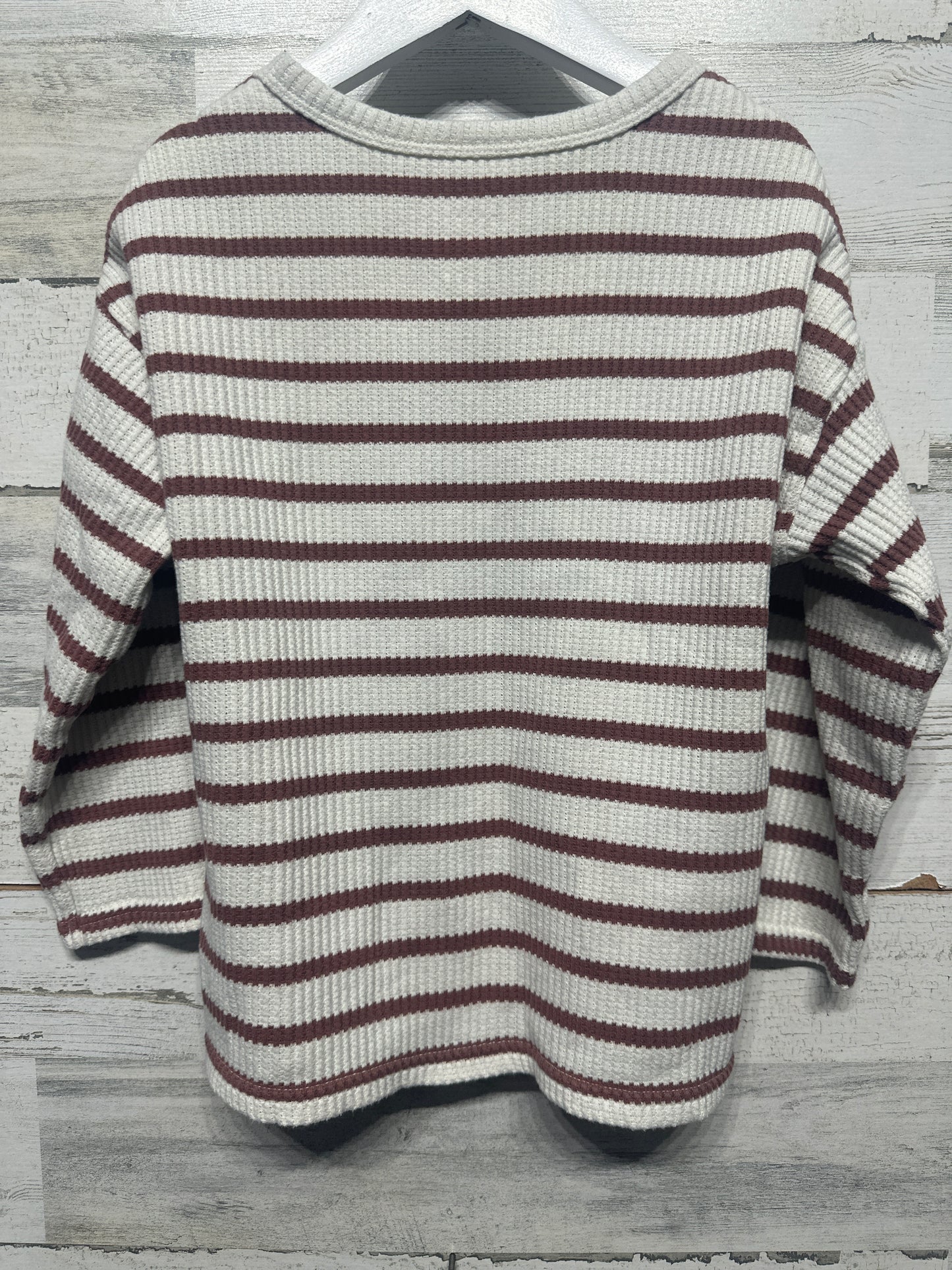 Size 5t Easy Peasy Organic Cotton Blend Boxy Striped Thermal Shirt - Very Good Used Condition