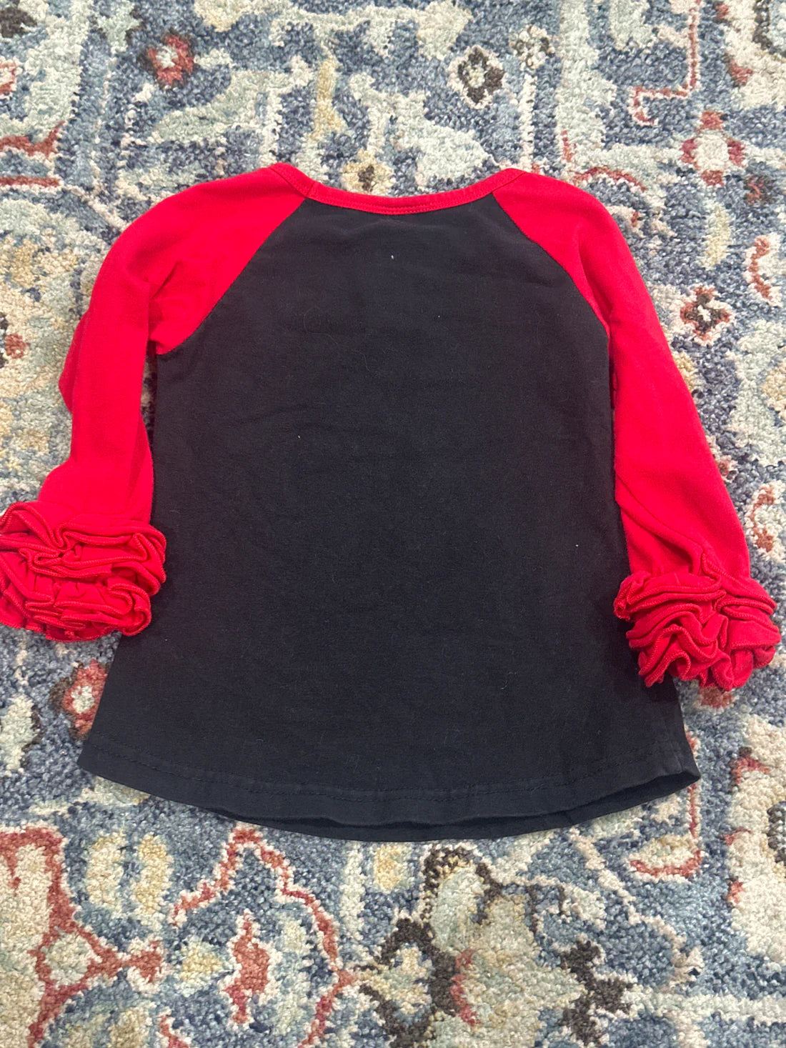 Girls Size 3T New Years Ruffle Shirt VGUC