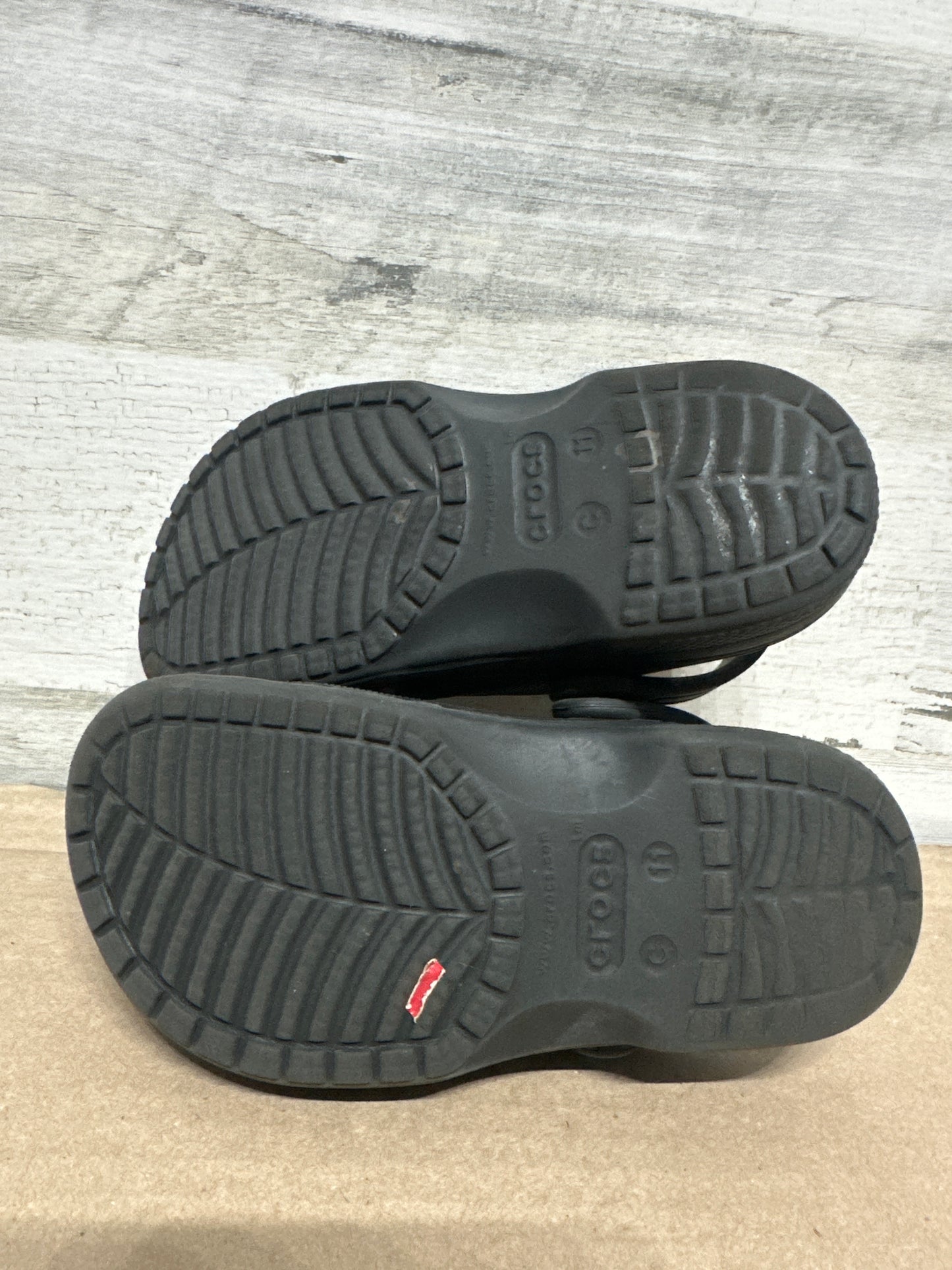 Size 11 (Toddler) Crocs Black Slip On Shoes - Good Used Condition