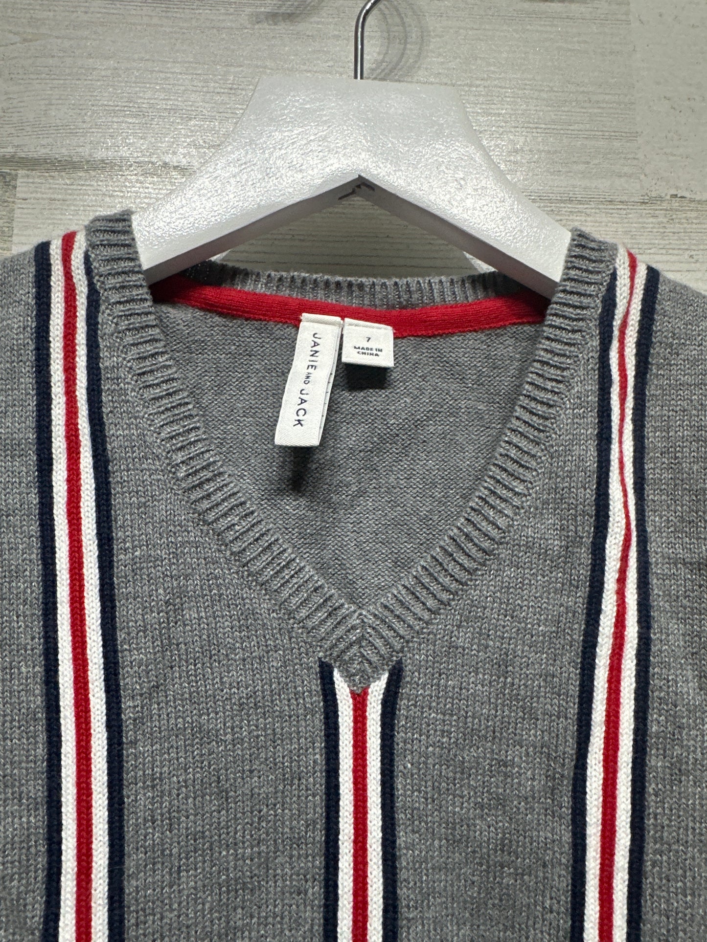 Boys Size 7 Janie and Jack Striped Sweater Vest - Very Good Used Condition