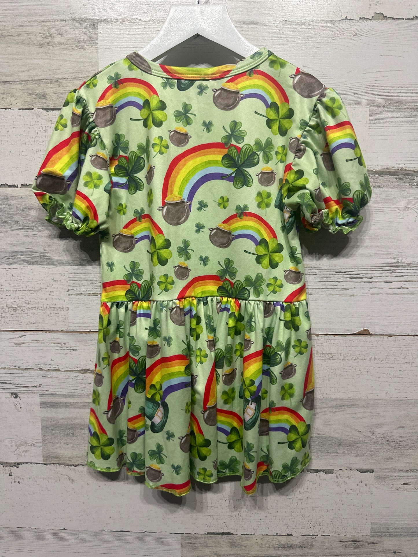 Girls Size 7-8 Rainbow Clover Shirt - Very Good Used Condition