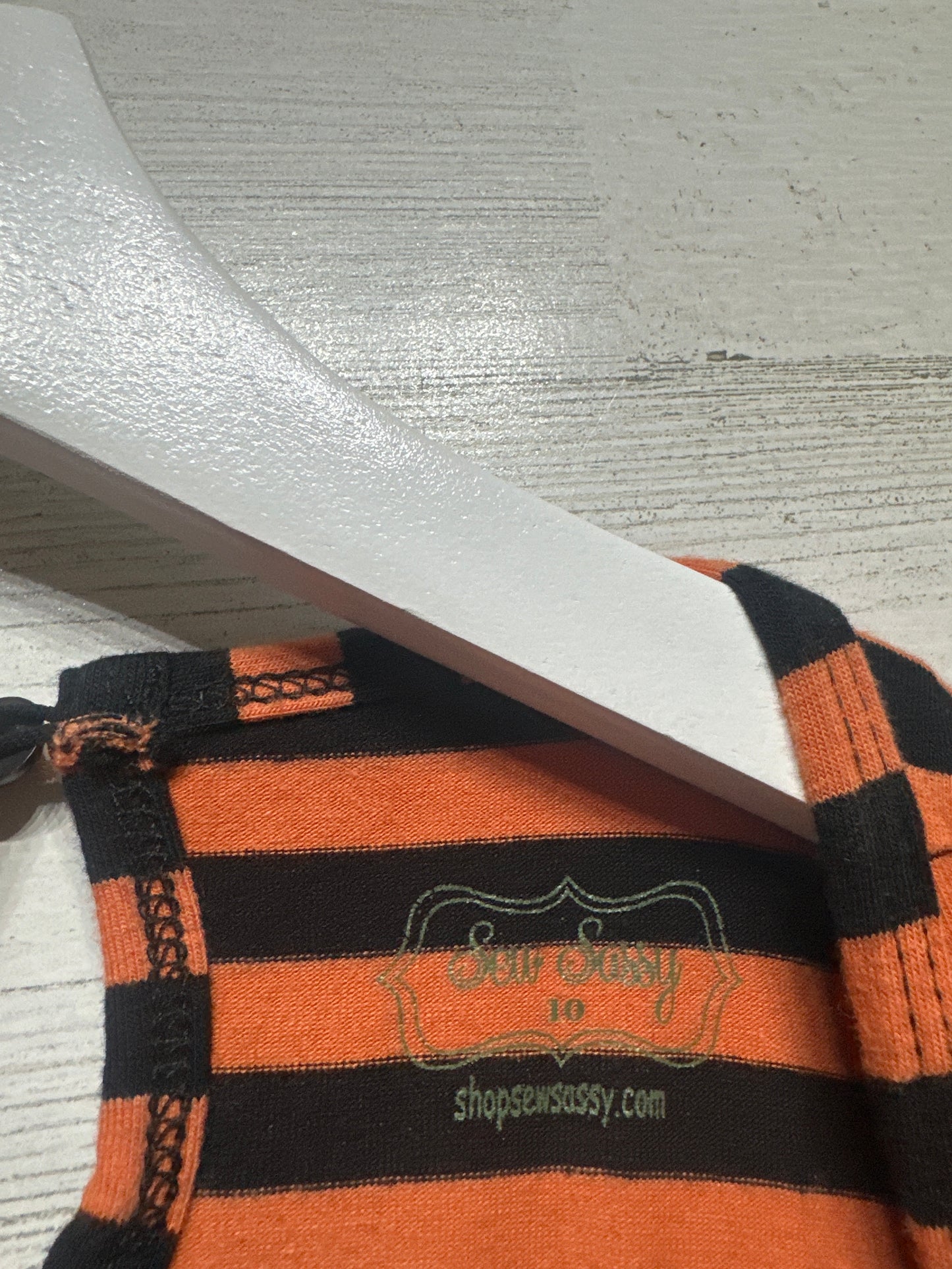 Size 10 Sew Sassy Halloween Striped Tunic Top - Very Good Used Condition