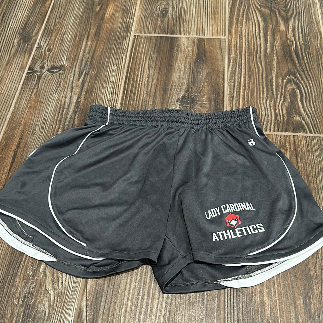 Women’s Size Small badger sports lady cardinal athletics gray and white shorts - good used condition