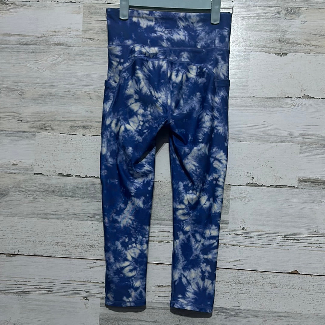 Girls Size 10 Gap Teen blue tie dye side pocket active leggings - very good used condition