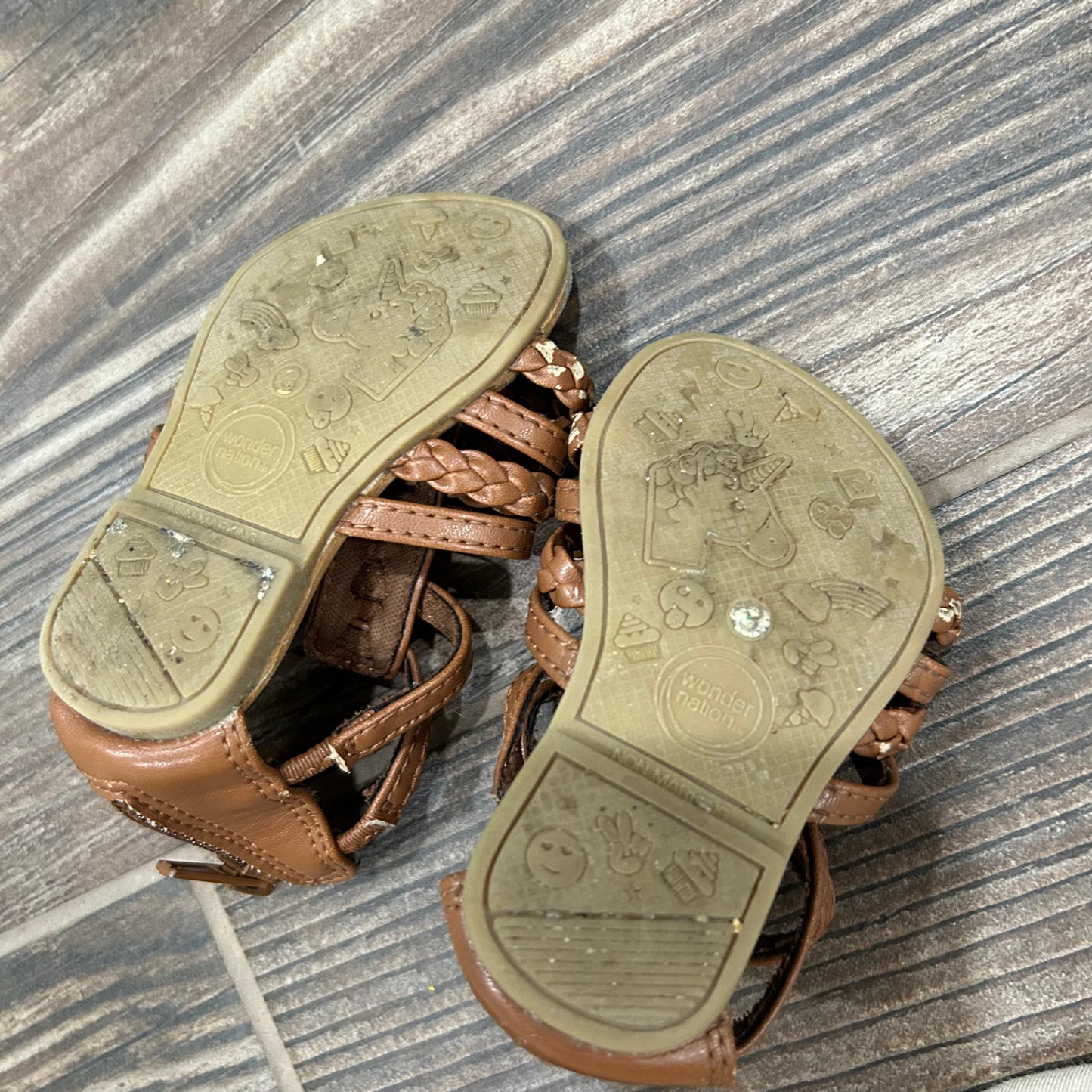 Size 3 (Infant) Wonder Nation Brown Sandals - Good Used Condition