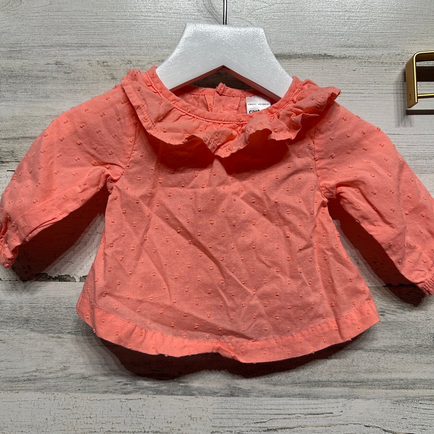 Girls Size Newborn Carter's Coral Swiss Dot Set (2 Pieces) - Good Used Condition