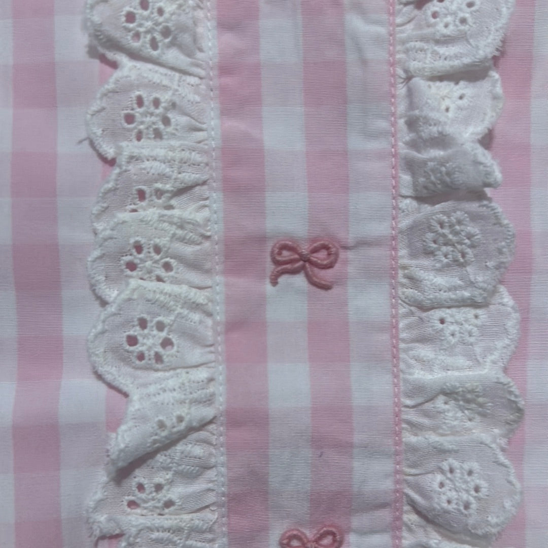 Girls Size 6x pink gingham shorts set with center bow embroidery - New with Tags