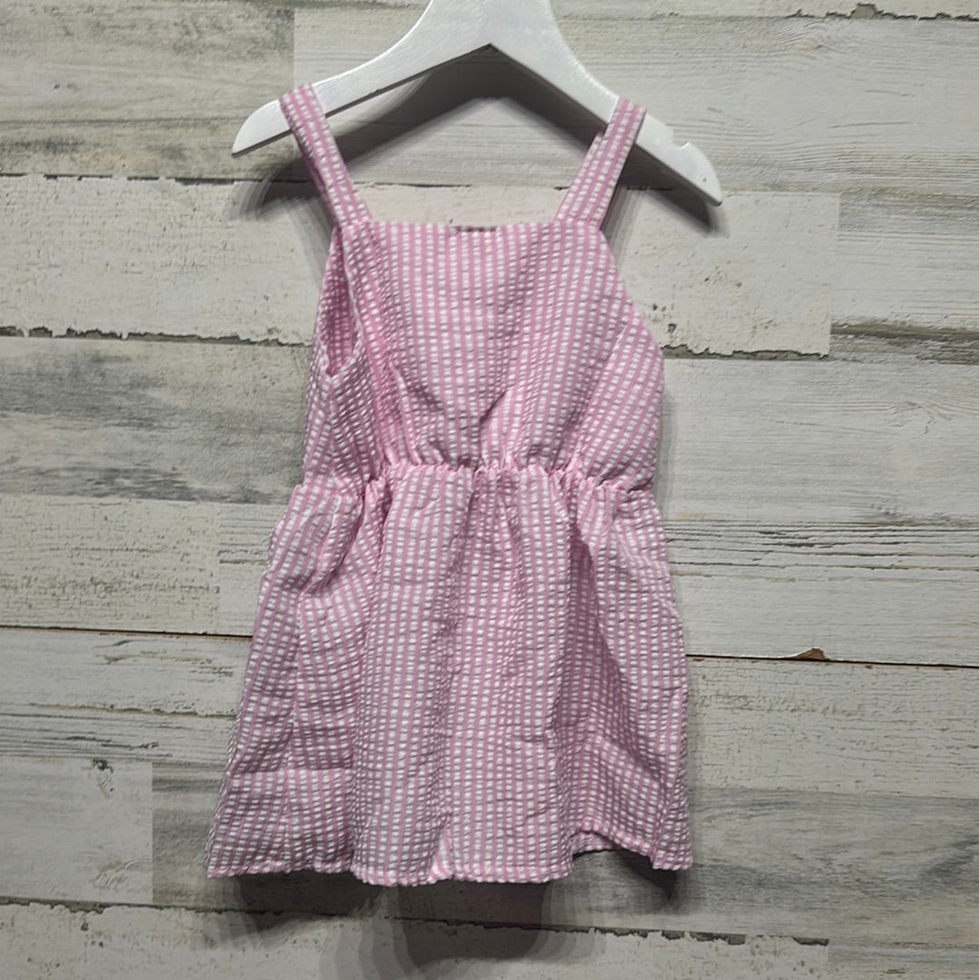Girls Size 6-9m Pink Striped Seersucker Dress - New