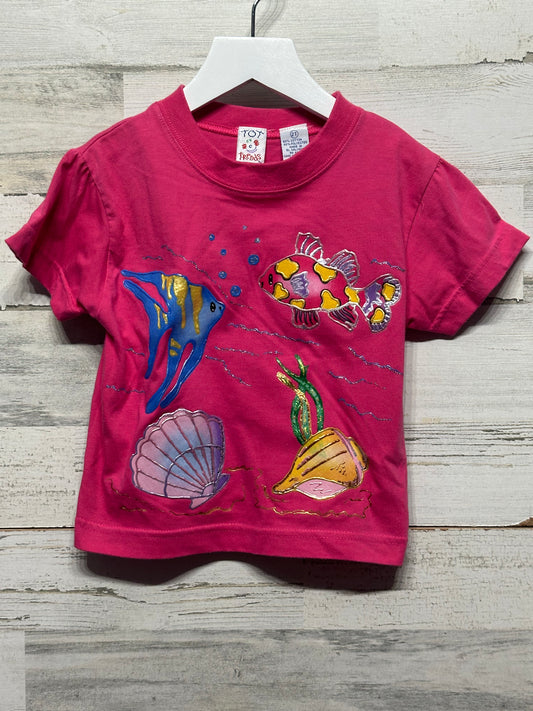 Girls Size 2t Tot Trendz Vintage 90s Hand Painted Fish Tee - Very Good Used Condition