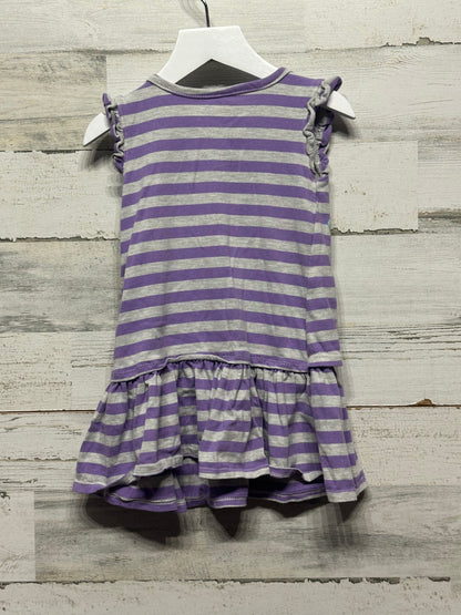 Girls Size 3t Frozen Purple Striped Dress - Good Used Condition