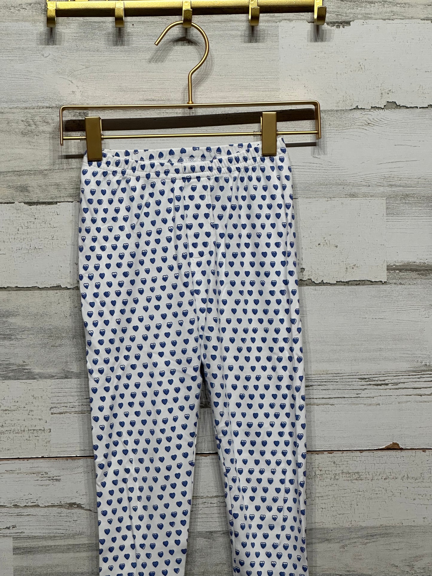 Girls Size 6 Roller Rabbit Pima Blue Heart Pajama Pants - Good Used Condition